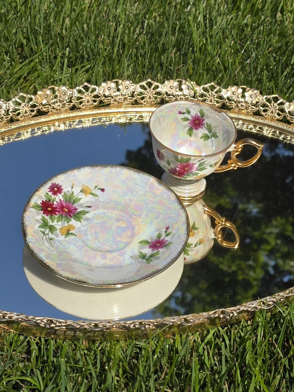 Ucagco September Aster, Vintage Teacup And Saucer  Set